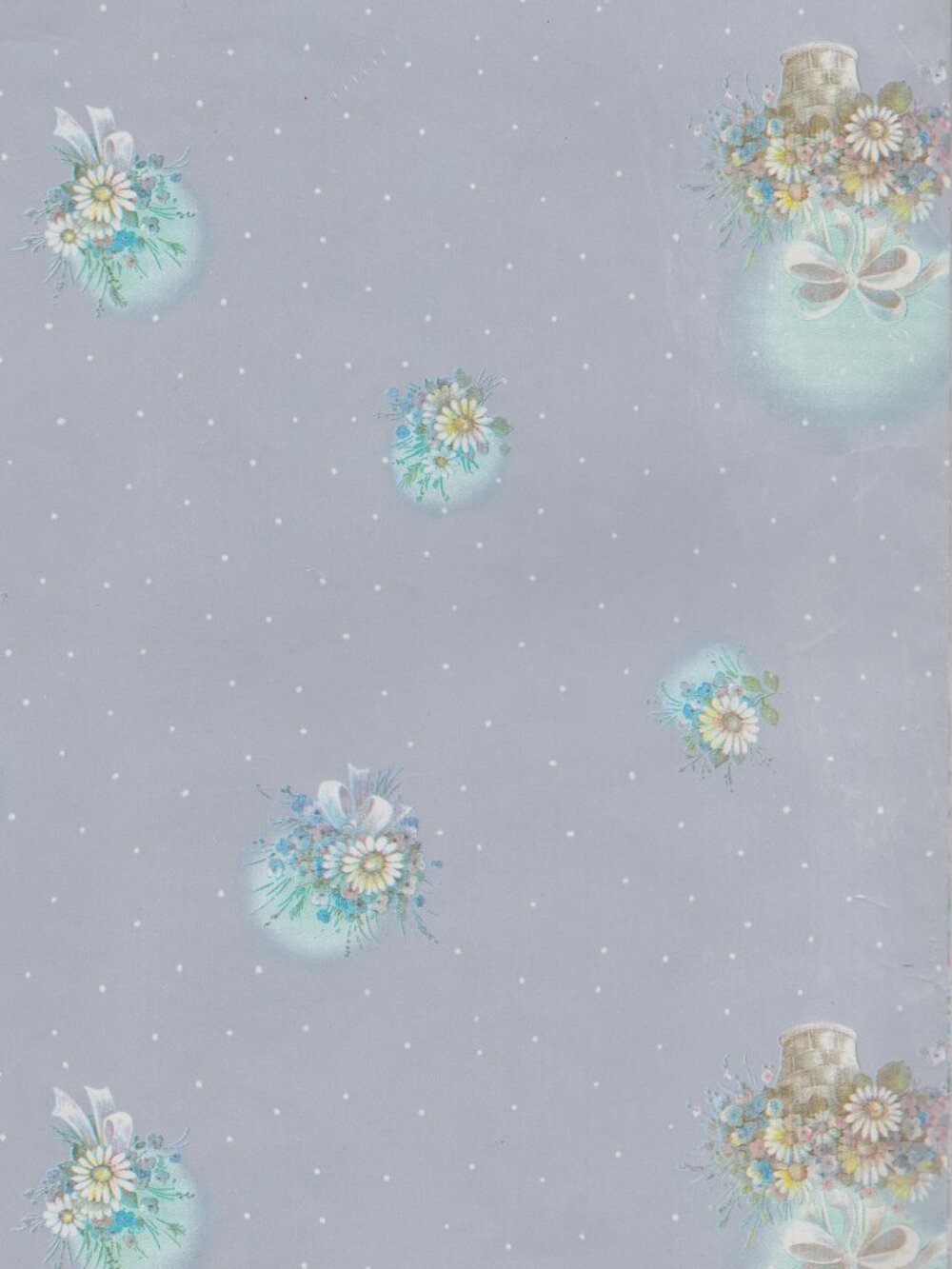 Vintage Giftwrap Floral Bouquet and Blue/Purple